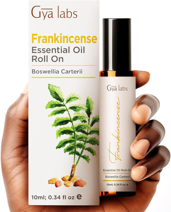 Gya Labs Frankincense Essential Oil Roll On - 100% Pure for Body Aches, Stiffness, and Aromatherapy (0.34 Fl Oz)