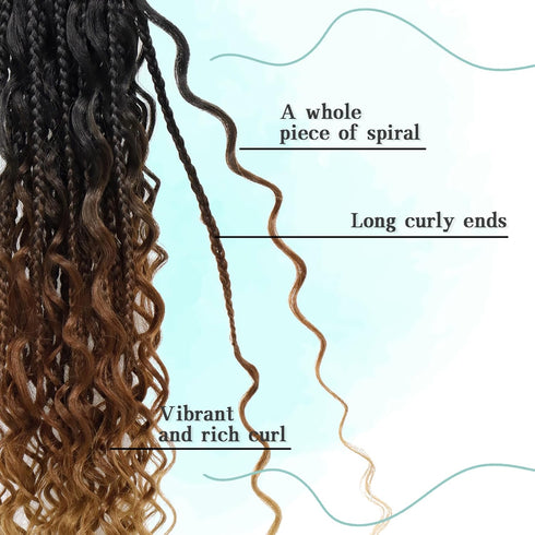 LIYATE Boho Box Braids Crochet Hair for Women - 18 Inch 7 Packs with Curly Ends