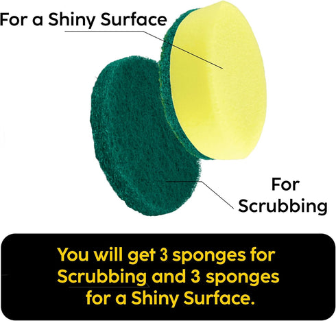 Sponge Brush Heads, 6 Units for Electric Spin Scrubber, Designed for Cleaning Smooth Surfaces