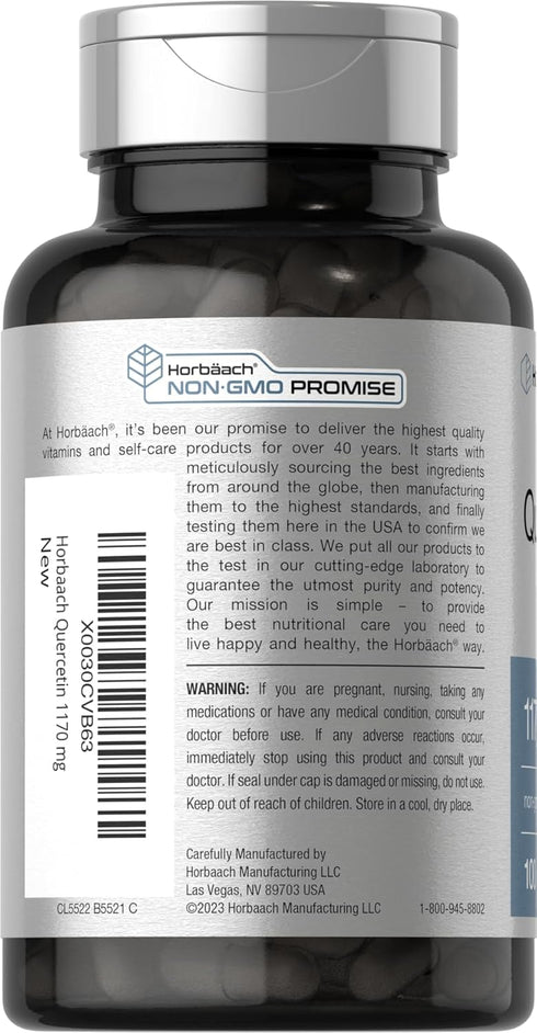 Horbaeach Quercetin Capsules | 1170mg | 100 Count | High Potency Non-GMO, Gluten Free Supplement