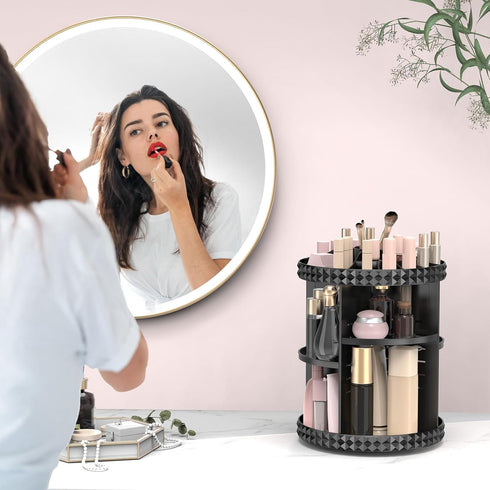 Rotating Makeup Organizer, 360° Spinning Skincare Organizers, Adjustable Layer Cosmetic Storage for Dresser, Medium,