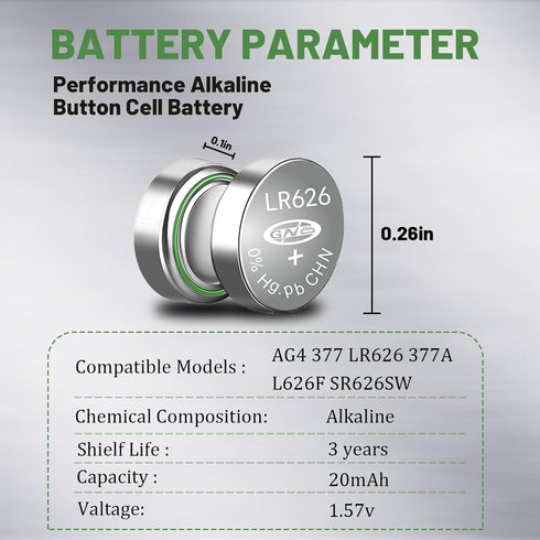 100 Pack SR626SW 377 Watch Battery Replacement AG4 LR626 LR66 377A 376 L626 SR626 626SW V377 1.55V Button Cell Batteries,Long-Lasting & Leak-Proof & High Capacity