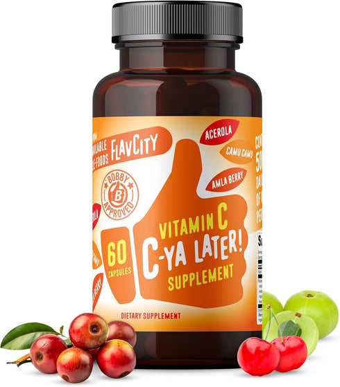 FlavCity Vitamin C Supplement, C-Ya Later - Dietary Supplement for Immune Support - 60 Capsules