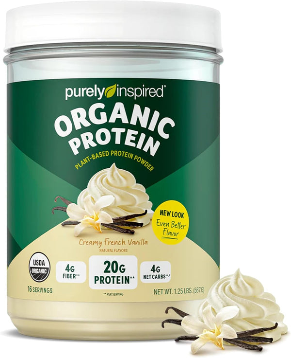 Purely Inspired Plant-Based Protein Powder for Men & Women, Creamy French Vanilla, 16 Servings, Vegan & Organic