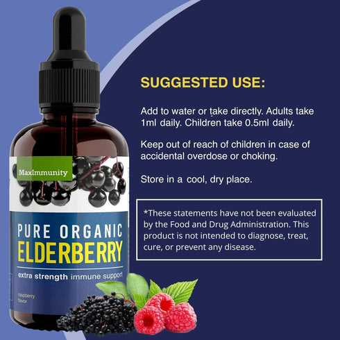 Organic Elderberry Syrup - 60 Day Supply Liquid Drops for Immune Support - Extra Strength (2 Pack)