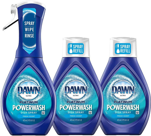 Dawn Powerwash Starter Kits, Dish Spray and Detergent, Fresh Scent Bundle, Spray Bottle, 2 Refills