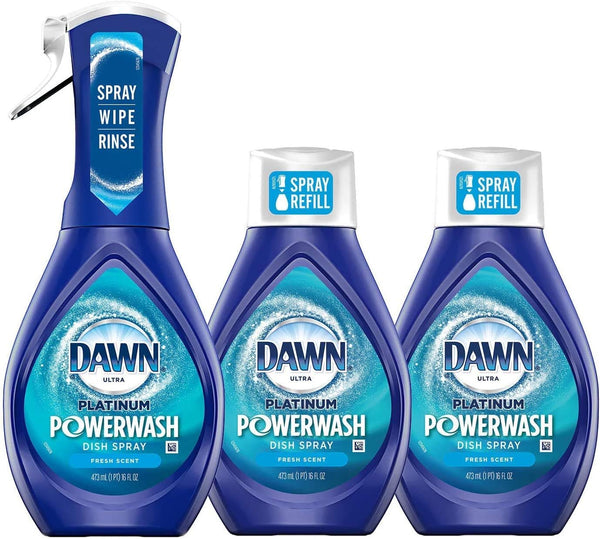 Dawn Powerwash Starter Kits, Dish Spray and Detergent, Fresh Scent Bundle, Spray Bottle, 2 Refills