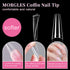 MORGLES Half Cover Coffin Nail Tips Set, 500 Pcs Clear Acrylic Nail Tips with Glue, Clipper, and Files