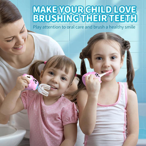 QDCYP 360 6 4 (6-12 Kids U Shaped Electric Toothbrush, Automatic Sonic Cleaning, Modes, Brush Heads, Cute Cartoon Koala