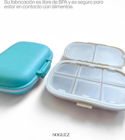 Noguez 8 (8 Medication Pill Box, Pill Organizer, Portable Pill Box with Departments, Weekly Pill Box, Medication