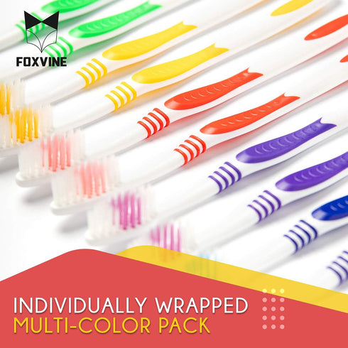 Bulk Toothbrushes 25 Pack, Individually Wrapped Travel Toothbrush Set for Adults & Kids, Medium-Soft Brush Head