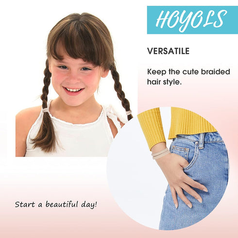 HOYOLS Soft & Stretch 1.6 Inch Elastic Hair Ties, Large Nylon Fabric Ponytail Holder Bands, 50 Pcs Light Blonde