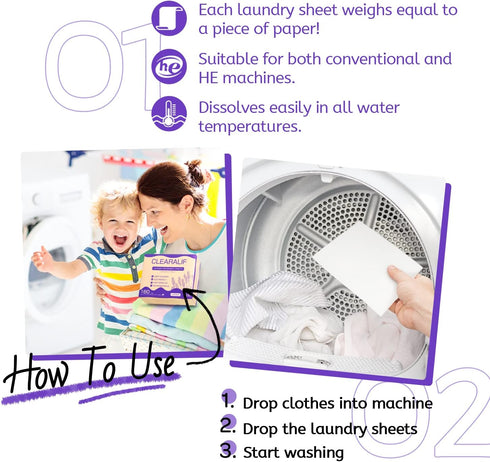 CLEARALIF Laundry Detergent Sheets, 80 Sheets (Up to 160 Loads) | Lavender - Eco Friendly for Apartments, Dorms