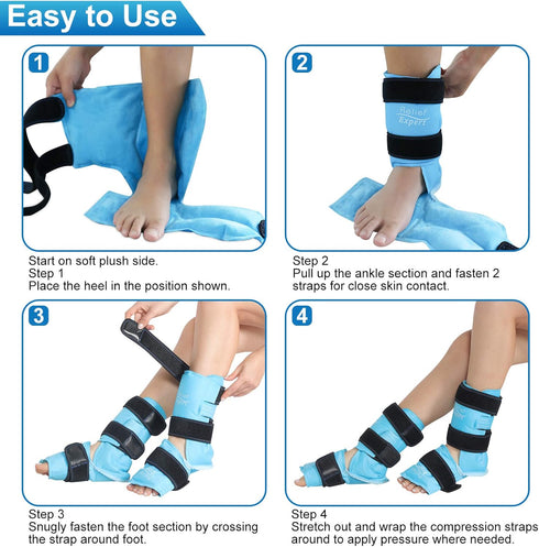 Relief Expert Ankle Foot Ice Pack Wrap, Reusable Gel Cold Pack for Instant Pain Relief (2 Packs)