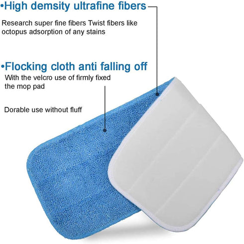 Microfiber Replacement Mop Pad - 18" x 6" Wet & Dry Cleaning Refills, Reusable Floor Mop Pads (6 Pack)