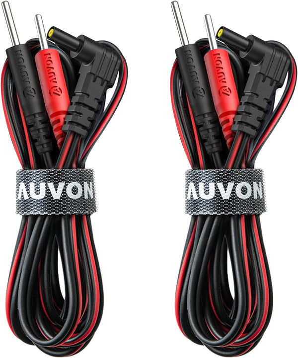 AUVON 2 x TENS Unit Electrode Lead Wires, Premium Soft TPE Material for 40,000+ Bends, Universal Compatibility