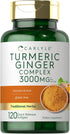 Carlyle Turmeric Curcumin Complex Supplement 3000 mg | 120 Softgel Capsules | Non-GMO, Gluten Free, Ginger