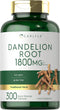 Carlyle Dandelion Root Supplement | 1800mg | 300 Capsules | Non-GMO, Gluten Free