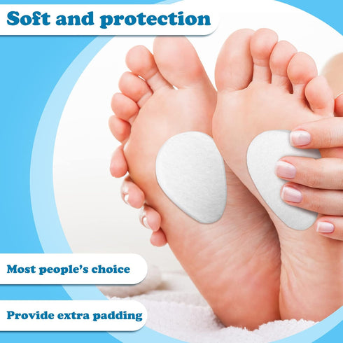 Jiuguva 60 Pack Metatarsal Foot Pads, Adhesive Cushions for Forefoot Support and Pain Relief (White)