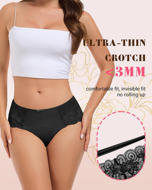 Intiflower Period Underwear for Women, Leakproof Period Panties, Lace Menstrual Underwear Breathable & Soft