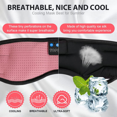 TOPOINT Silk Sleep Mask with Bluetooth Headphones, Eye Mask for Sleeping, Travel Meditation Music Headsets