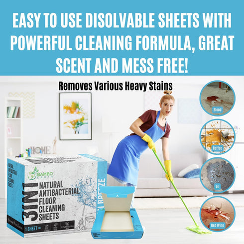 90 Pcs All Natural Floor Cleaner Sheets - Biodegradable and Dissolvable Multipurpose Mopping Soap Detergent Strips