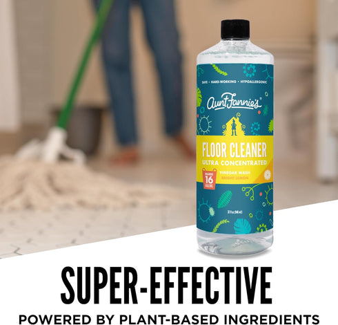Aunt Fannie's Ultra Concentrated Floor Cleaner Vinegar Wash, Multi-Surface Cleaner for Mopping, Makes 16 Gallons - 32