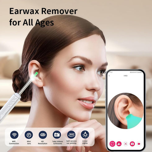 kukzau 1080P Ear Wax Removal Tool Camera HD Ear Cleaner with Light, Earwax Removal Kit for Ear Cleaning, Safe Ear