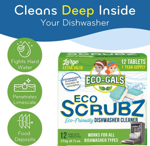 Heavy Duty Dishwasher Cleaner, Septic Safe, Odor and Limescale Removal, 12 Tablets, Unscented