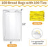 Reastar 100 100 Bread Bags with Ties, Clear Bread Bags for Homemade Bread and Ties, Adjustable Reusable Plastic Bread