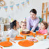 TWOWYHI 228PCS Orange Party Supplies Set, Paper Plates, Cups, Napkins, Plastic Spoons, Forks, Knives for 30 Guests