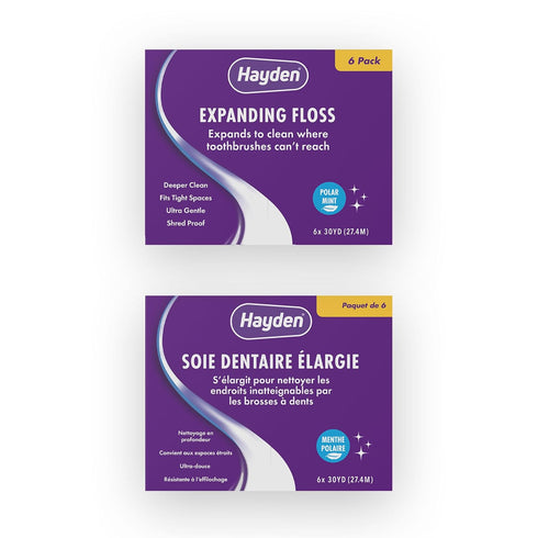 Hayden Expanding Dental Floss, Fresh Feeling Polar Mint Woven Floss, 6 Pack Value, 180 Yards