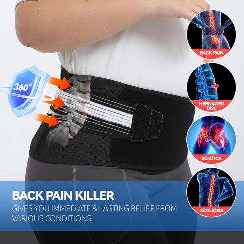 Back Brace for Lower Back Pain - Decompression Lumbar Support Belt with 3D Lumbar Pad for Men/Women Pain Relief from