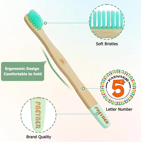 New Bamboo Kids Toothbrushes, Extra Soft Toothbrush for Kids, Natural Toothbrush Set, 6 Pack