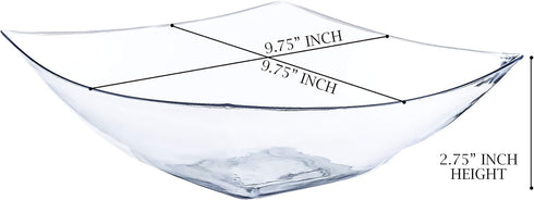 PLASTICPRO Disposable 64 ounce Square Serving Bowls, Party Snack or Salad Bowl, Large Plastic Crystal Clear Pack of 4 by PLASTICPRO