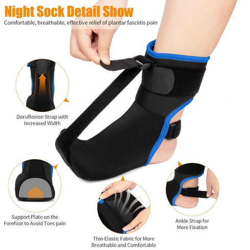 Plantar Fasciitis Night Splint Sock with Hand-Held Massage Tool Upgraded Soft Plantar Fasciitis Brace for Women Men