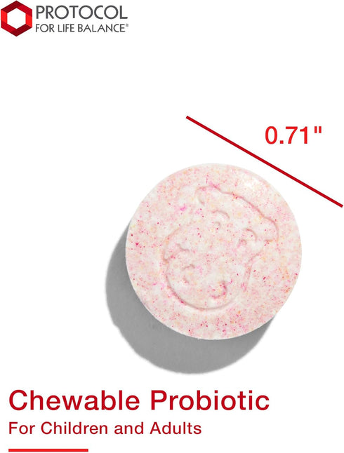 Protocol Chewable Probiotic - 90 Chewables with Lactobacillus Rhamnosus - 2 Billion CFU for Digestive Health & Immune