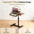 Naiveferry Height Adjustable Laptop Mobile Standing Desk with Wheels, Bedside Table Tilting Laptop Cart, Small Rolling