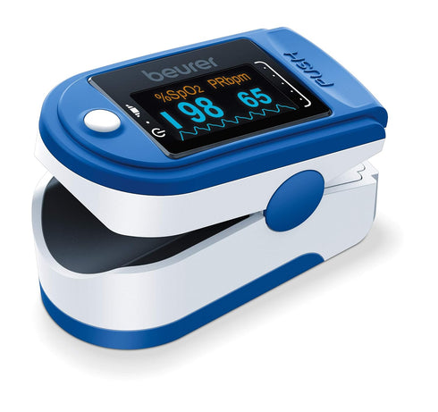 Beurer PO50 Fingertip Pulse Oximeter, Blood Oxygen Saturation & Heart Rate Monitor, Extra-Small & Light, Strap &
