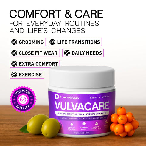 Pharmapulse 2oz Vaginal Moisturizer, Vulva Balm Cream, Intimate Skin Care, Menopause Support - Relieves Dryness