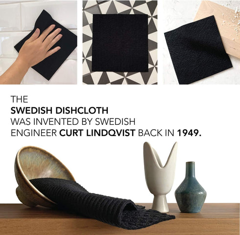 Set 3 Black Swedish Dishcloths for Kitchen - of Swedish Dish Cloths | Swedish Dish Towels Made in Sweden | Reusable