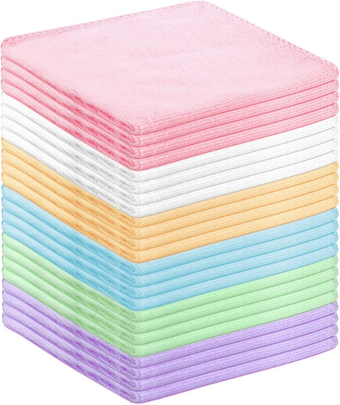 WhizToys 24 Pack Microfiber Cleaning Cloths11.8x11.8InThin Microfiber Towels Bulk, Towels for HomeKitchen,CarsCleaning Rags