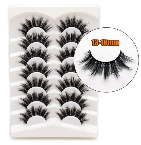 Veleasha False Eyelashes - 7 Pairs Wispy Faux Mink Lashes, Fluffy Handmade Fake Eyelashes for Natural Look