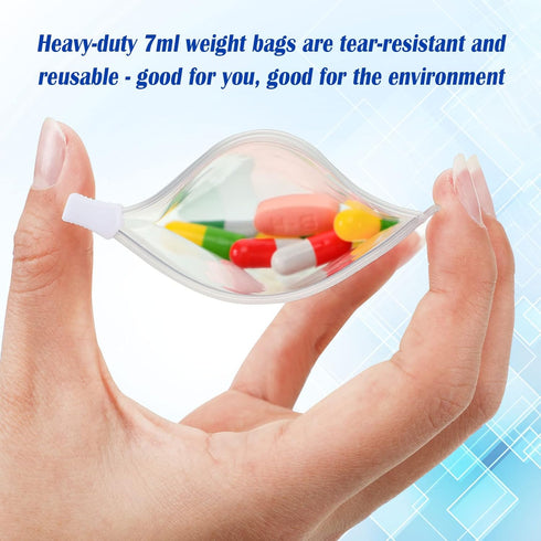 Zonon Pill Pouch Bags - Zippered Reusable Clear Plastic Bags for Travel Medicine Organizer, 24 Pieces