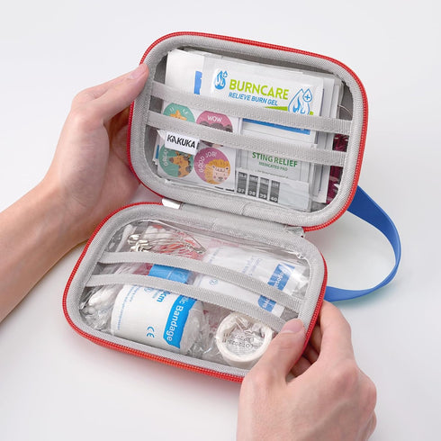 Mini First Aid Kit, 113 Pc. Water-Resistant Hard Case for Car, Home - TSA-Approved Travel Size