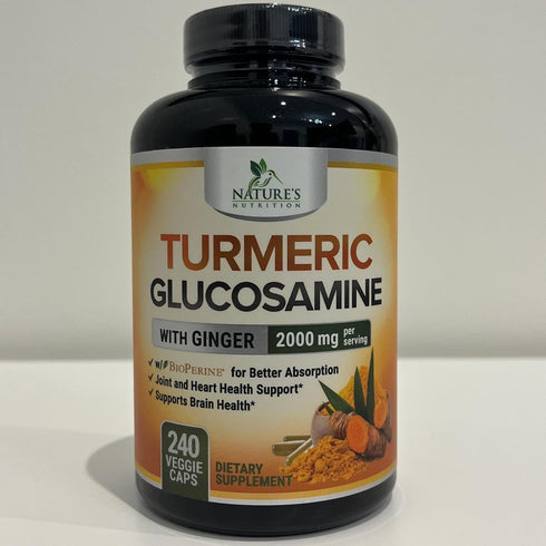 Turmeric Curcumin Supplement 2000mg with Glucosamine Chondroitin & Ginger, 240 Capsules for Joint Support