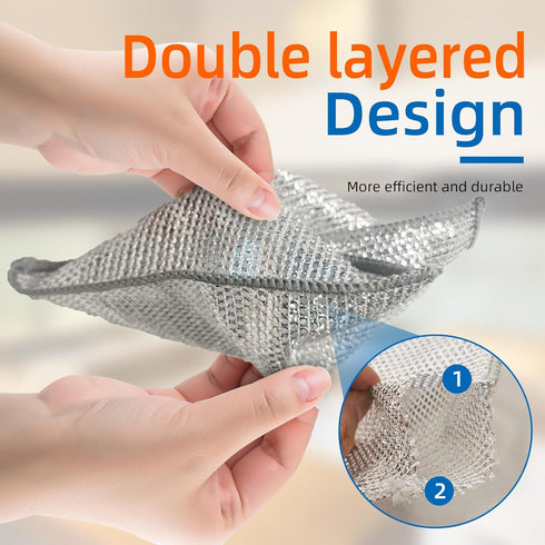 10PCS Non Scratch Steel Wire Dishwashing Rags, Substitute for Steel Wool Scrubbers, Multifunctional Kitchen Cleaning