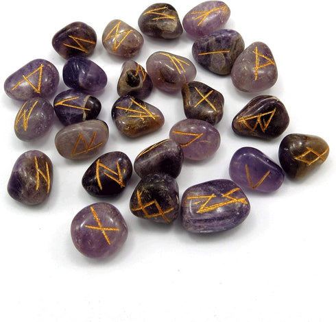 Amazing Gemstone Amethyst Runes - Crystal Runes Set of 25 Engraved Rune Stones with Runes Book PDF