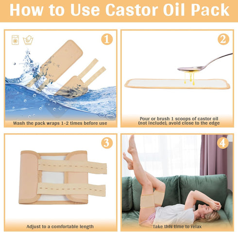 2Pcs Castor Oil Joint Pack, Reusable Essential Oil Leg Care Pack for Arthritis, Gout, Tendonitis, Bursitis, Joint Pain