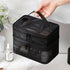 Tosnail Set of 3 Mesh Zipper Bags with Handle, Black Travel Toiletry Bag, Portable Organizer for Makeup & Skincare